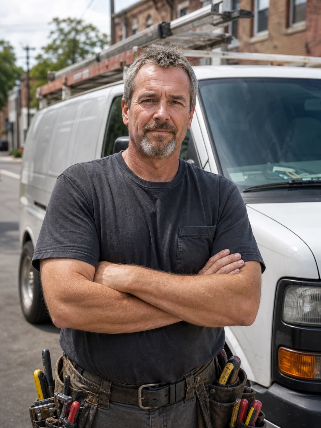 Stan Kowalski standing in front of his work van